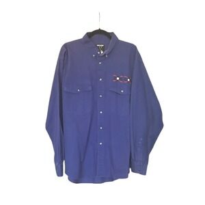 Vintage Frontier Series Men's Royal Blue Western Cotton Shirt 2XL Aztec Western